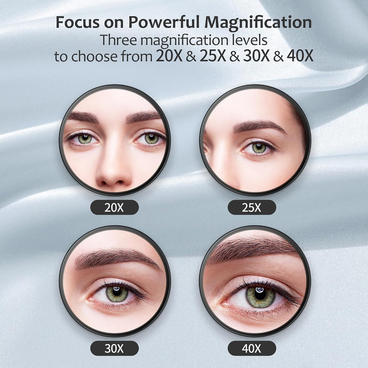 MIYADIVA 40X Magnifying Mirror, 3.5 Inch Round Compact Mirror with Suction Cup, Stainless Steel Tweezers, Perfect for Ma