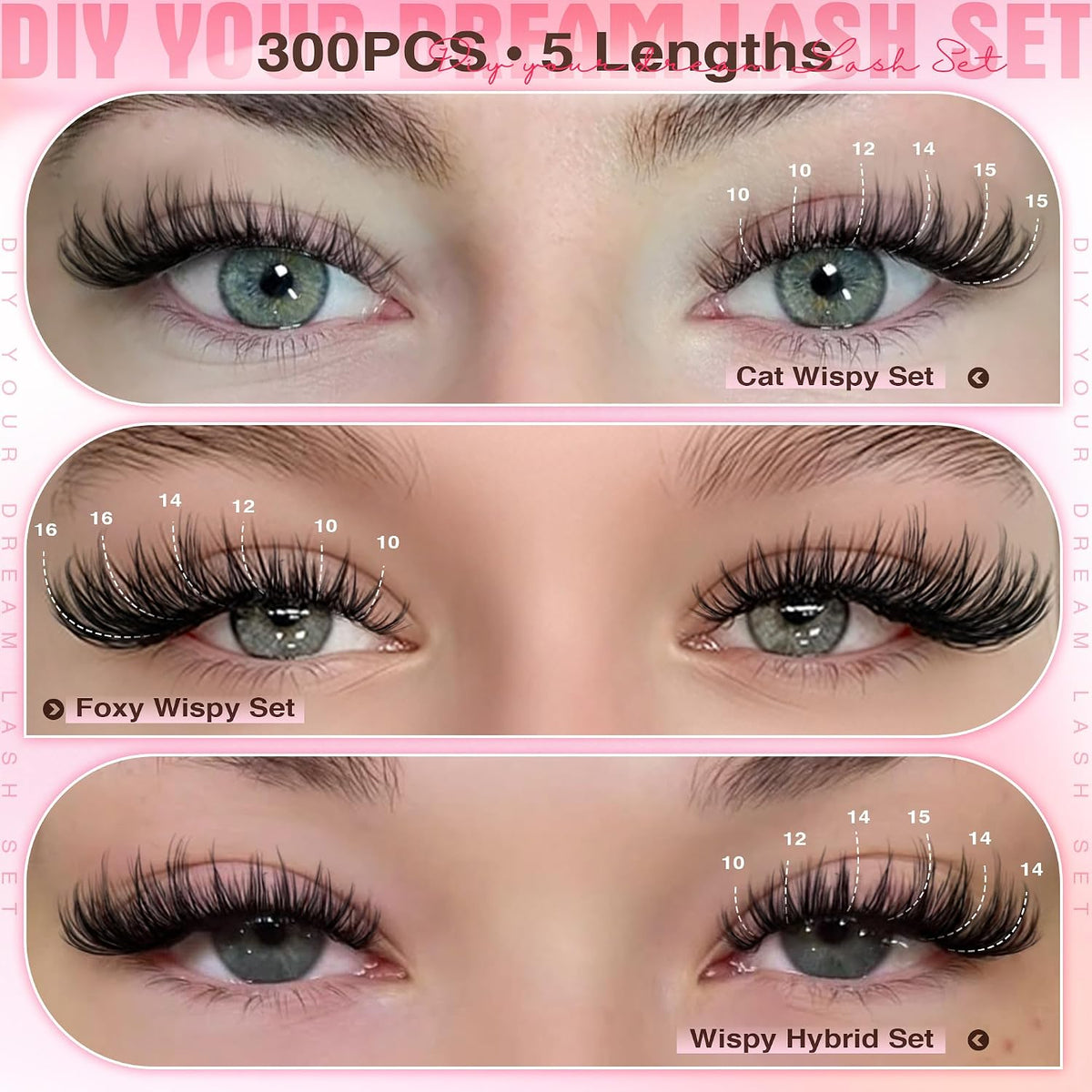 Goddvenus Lash Clusters Kit Wispy Eyelash Clusters Lashes Natural DIY Lash Extension Kit 10-16mm Cluster Eyelash Extensi