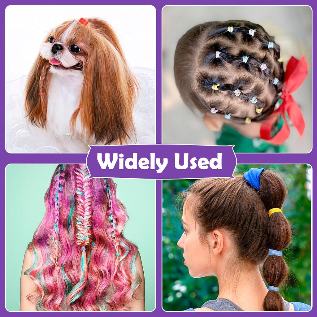 32 Colors Small Hair Rubber Bands with 16 Styling Tools, 2000 Pcs Elastic Girl Baby Hair Ties, Mini Bands with Elastic C