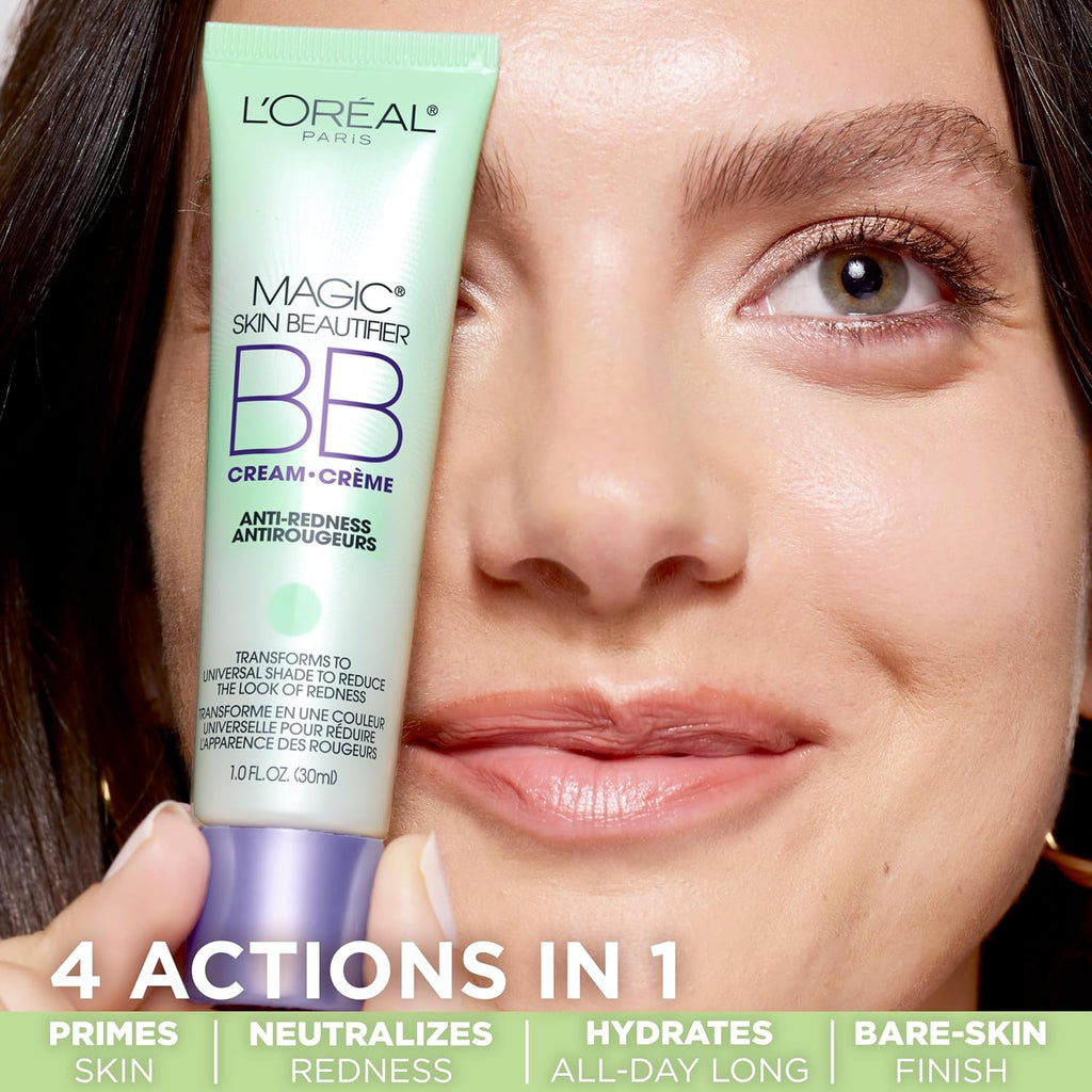 L'Oreal Paris Magic BB Cream, Hydrating Skin Beautifier & Color Changing Foundation, Light Coverage, Anti-Redness, 1 fl 