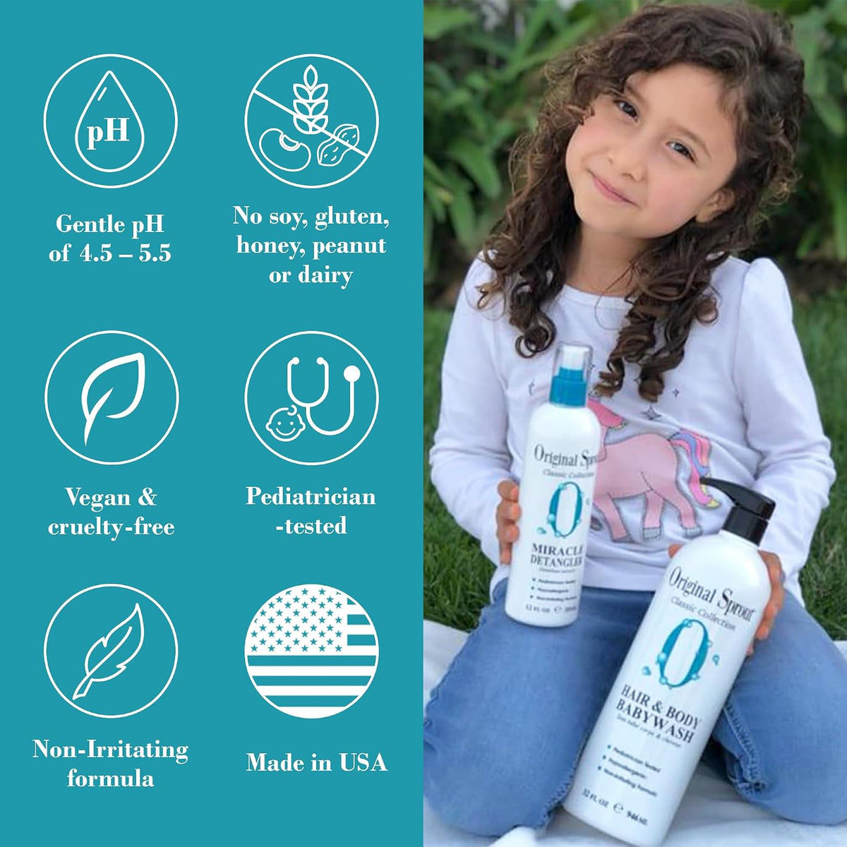 Original Sprout Miracle Detangler Spray, Lightweight Non-Greasy Leave-In Conditioner Spray for All Hair Types, Smooths, 