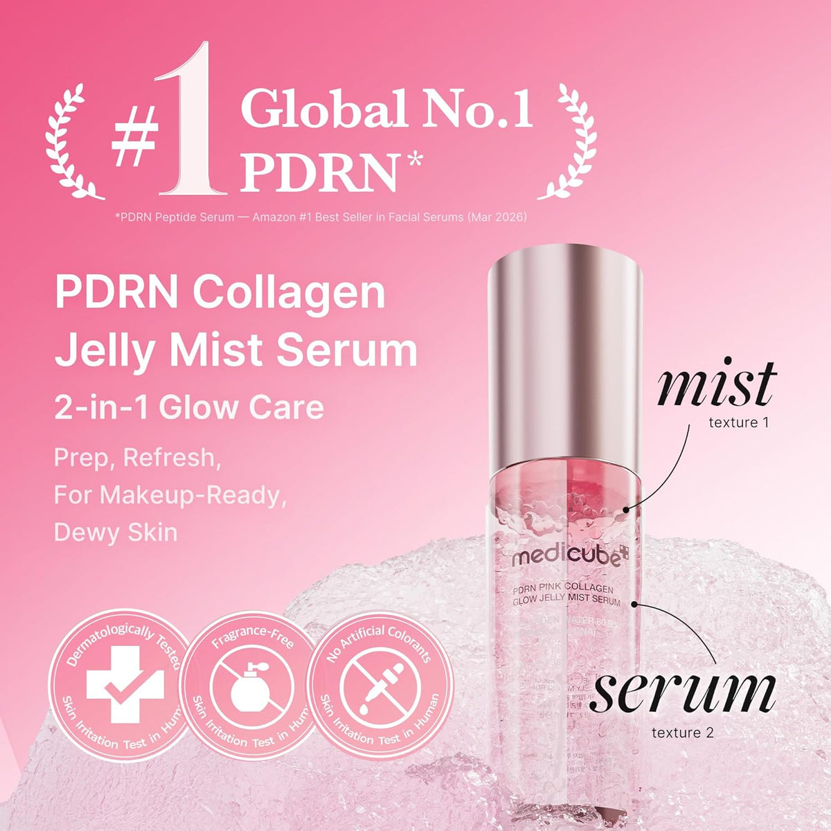 medicube Jelly Mist Serum with PDRN Collagen, Glow Facial Mist, 2.02 fl.oz