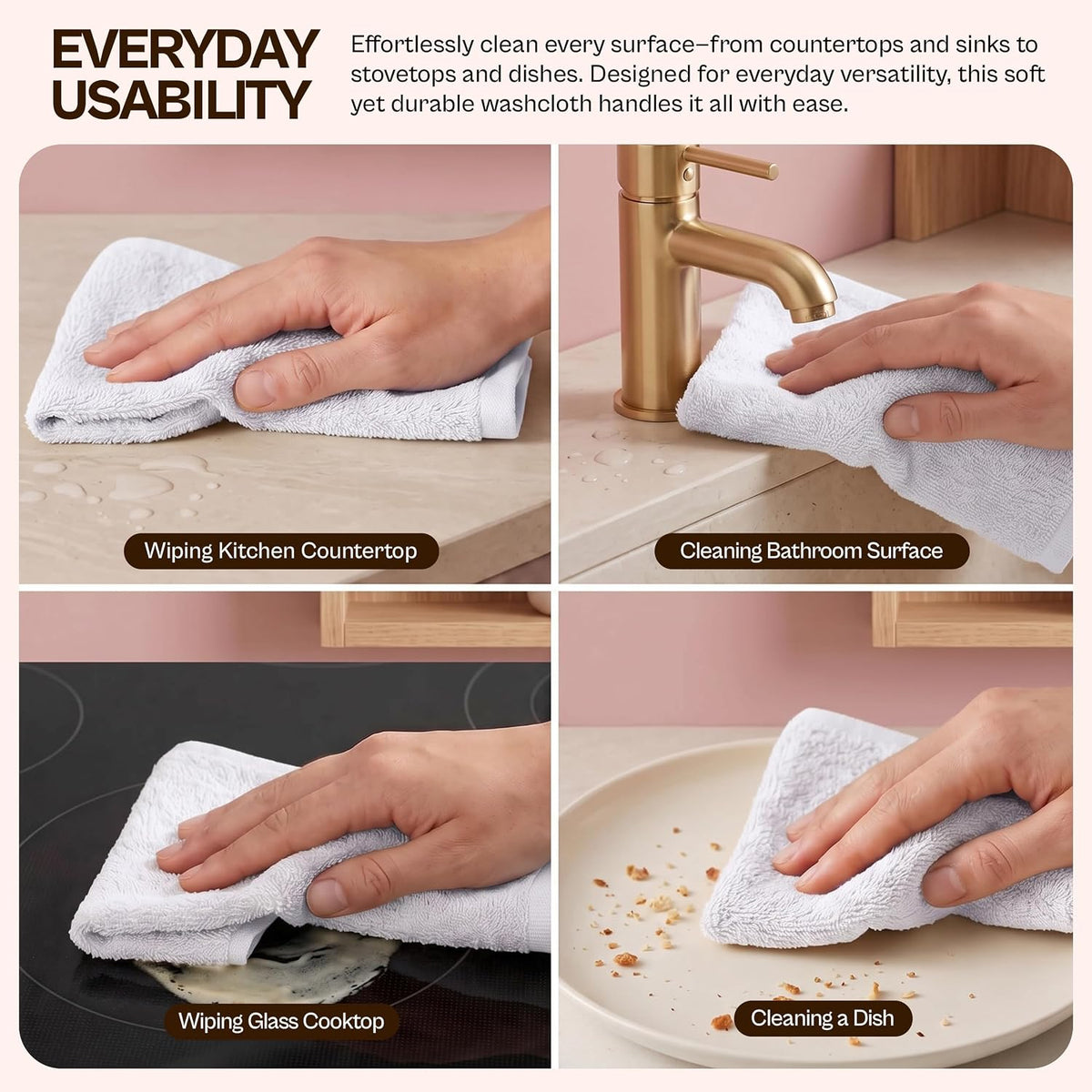 Utopia Towels 24 Pack Washcloths, 12x12 in, 100% Cotton, White