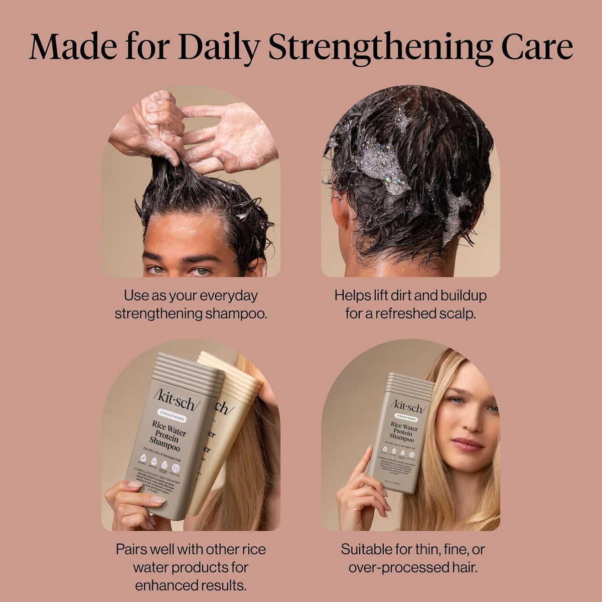 Kitsch Rice Water Shampoo and Conditioner Set for Hair Growth – Made in USA