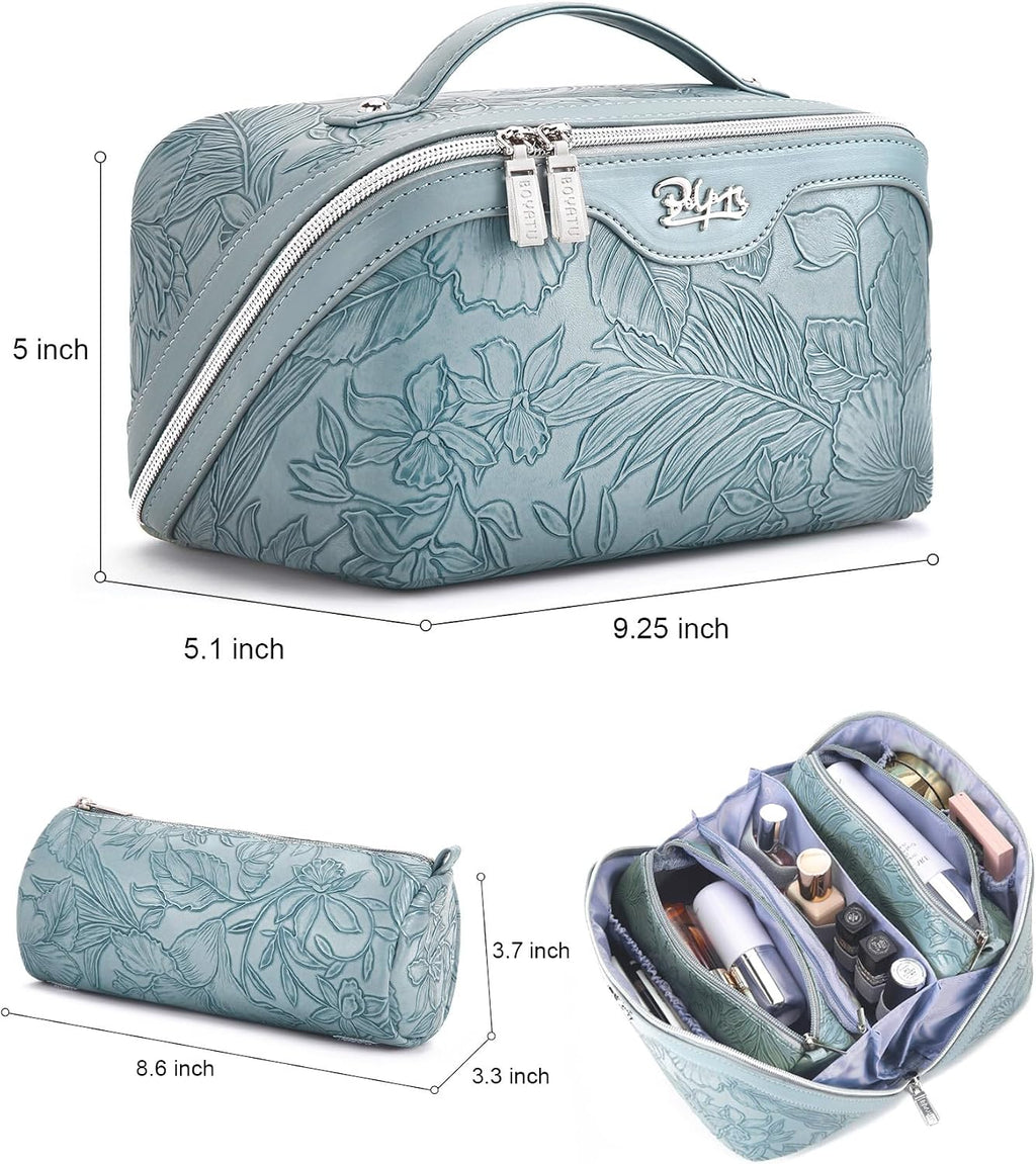 BOYATU Travel Makeup Bags Cosmetic Organizer Bag: Floral Make up Bag