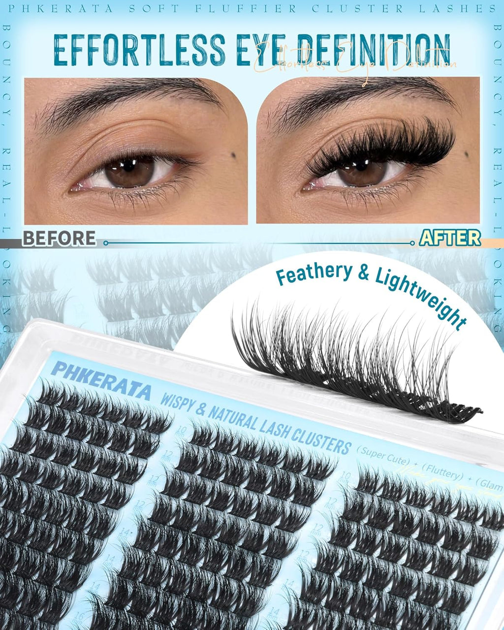 Fluffy Lash Clusters Wispy Eyelash Clusters Natural C Curl