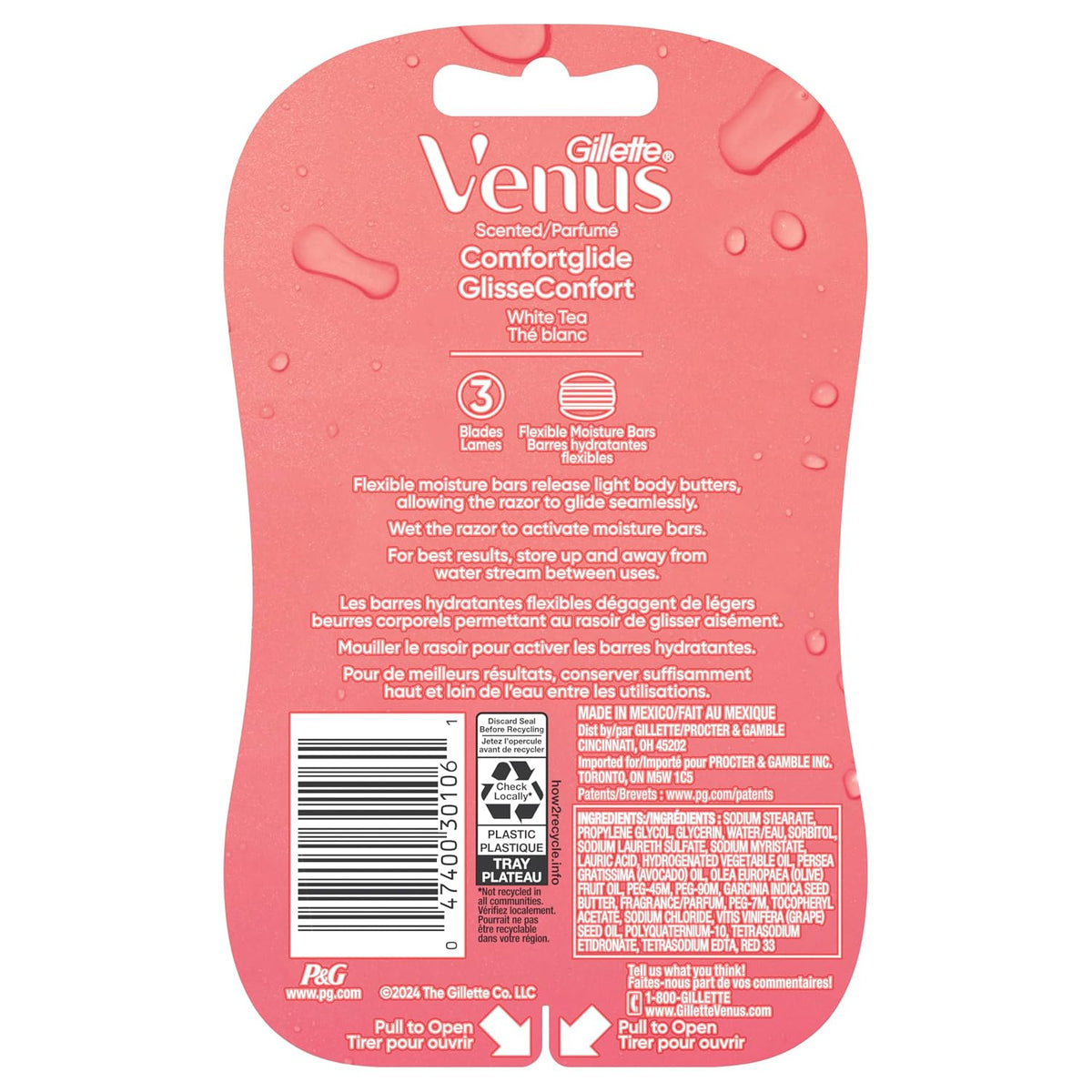 Gillette Venus ComfortGlide Disposable Razors for Women, 2 Count, White Tea Scented Moisture Bars for a Smooth Shave