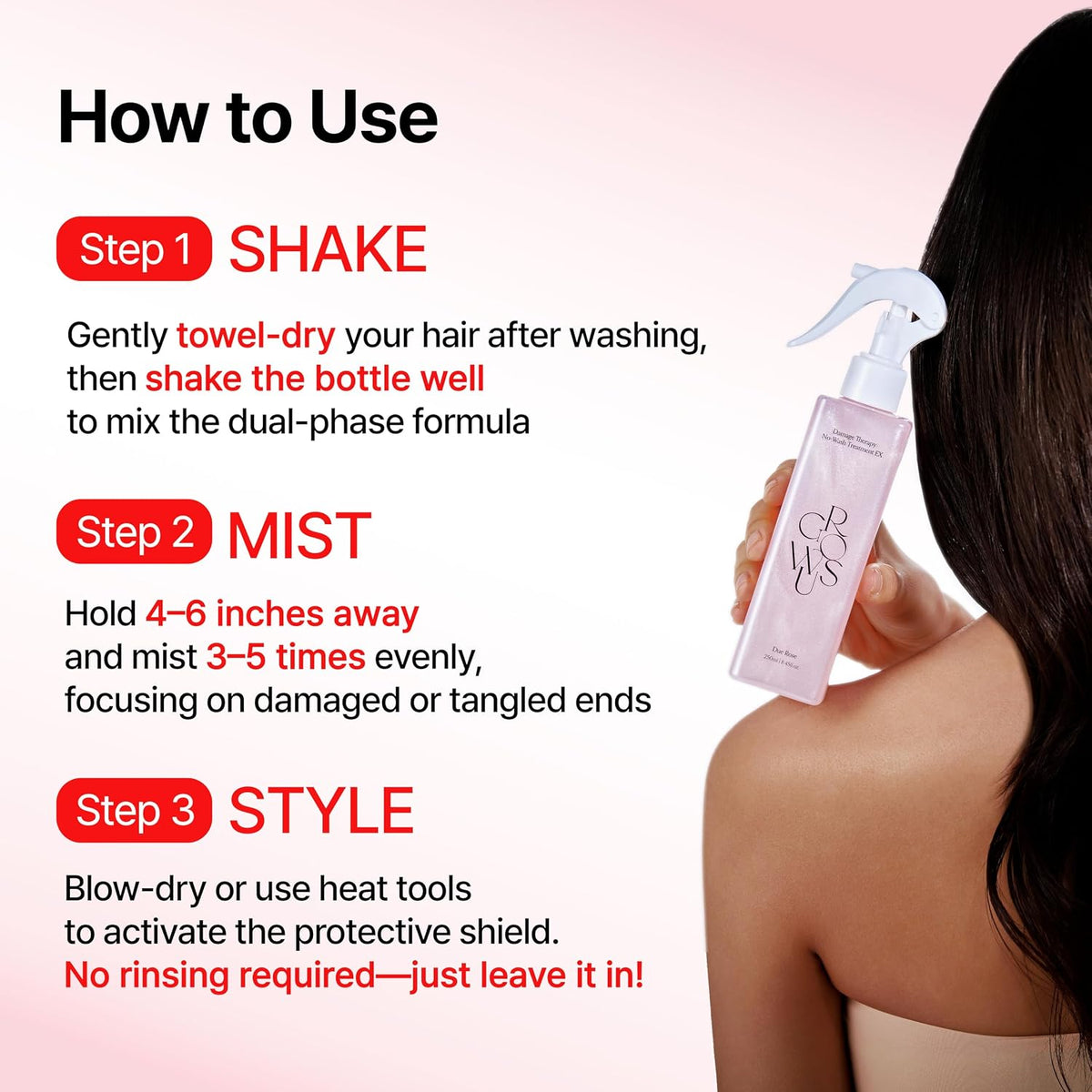 GROWUS Leave-In Conditioner Spray | Heat Protection | Korean Hair Care