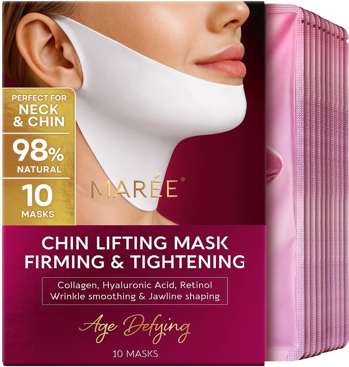 MAREE V Line Lifting Mask - Gold Face Lift Tape & Double Chin Lifting Mask