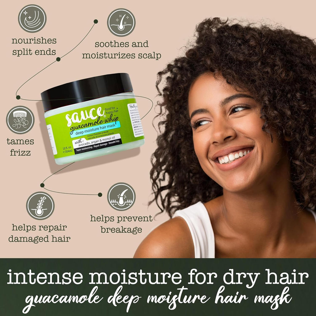 SAUCE Deep Conditioning Hair Mask, Guacamole Whip, 12 Fl Oz