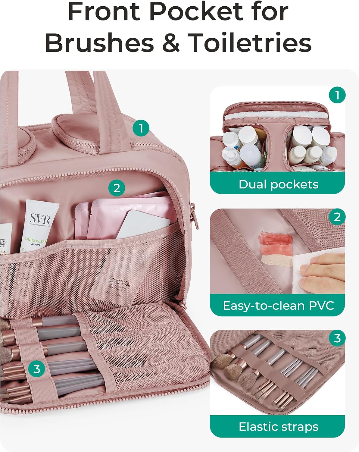 BAGSMART Travel Toiletry Bag, Lightweight Large Wide-open Travel Bag for Women, Puffy Cosmetic Makeup Bag Organizer with