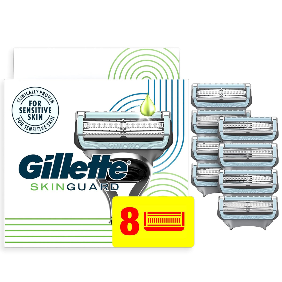 Gillette SkinGuard Razor Blade Refills for Men, 2 Blade Cartridge, SkinGuard for Sensitive Skin, Lubrication, Fits SkinG