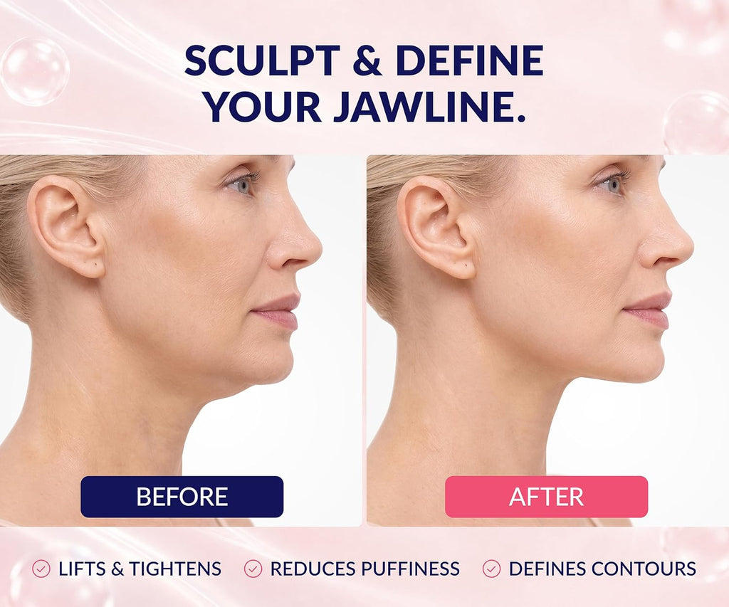 Stylia V Line Lifting Collagen Face Mask - Lift, Firm & Contour Jawline - Double Chin Strap with Hyaluronic Acid & Aloe 