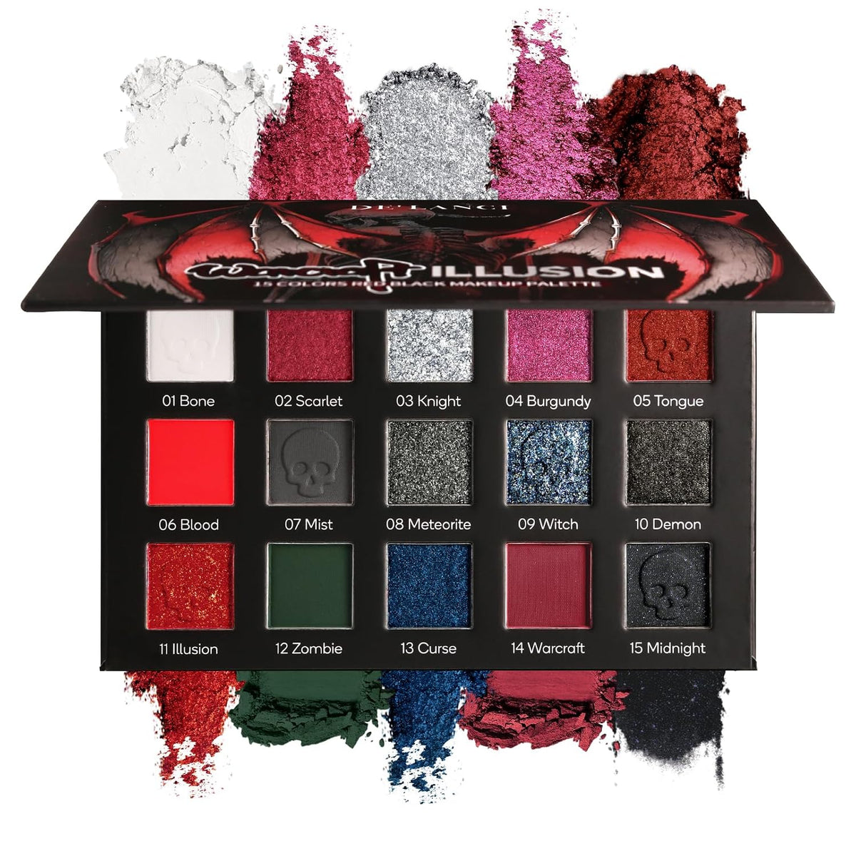 Red Goth Eyeshadow Palette - 9 Colors True Hot Red Black Eye Shadows | Halloween Glitters Makeup | Matte Shimmer High Pi