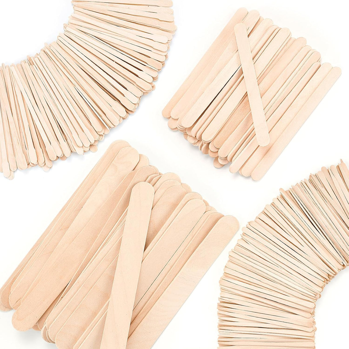 4 Styles 500 Pcs Waxing Sticks Assorted Wax Applicator Sticks For Body Legs Face With Small Medium Large Sizes Wood Stic
