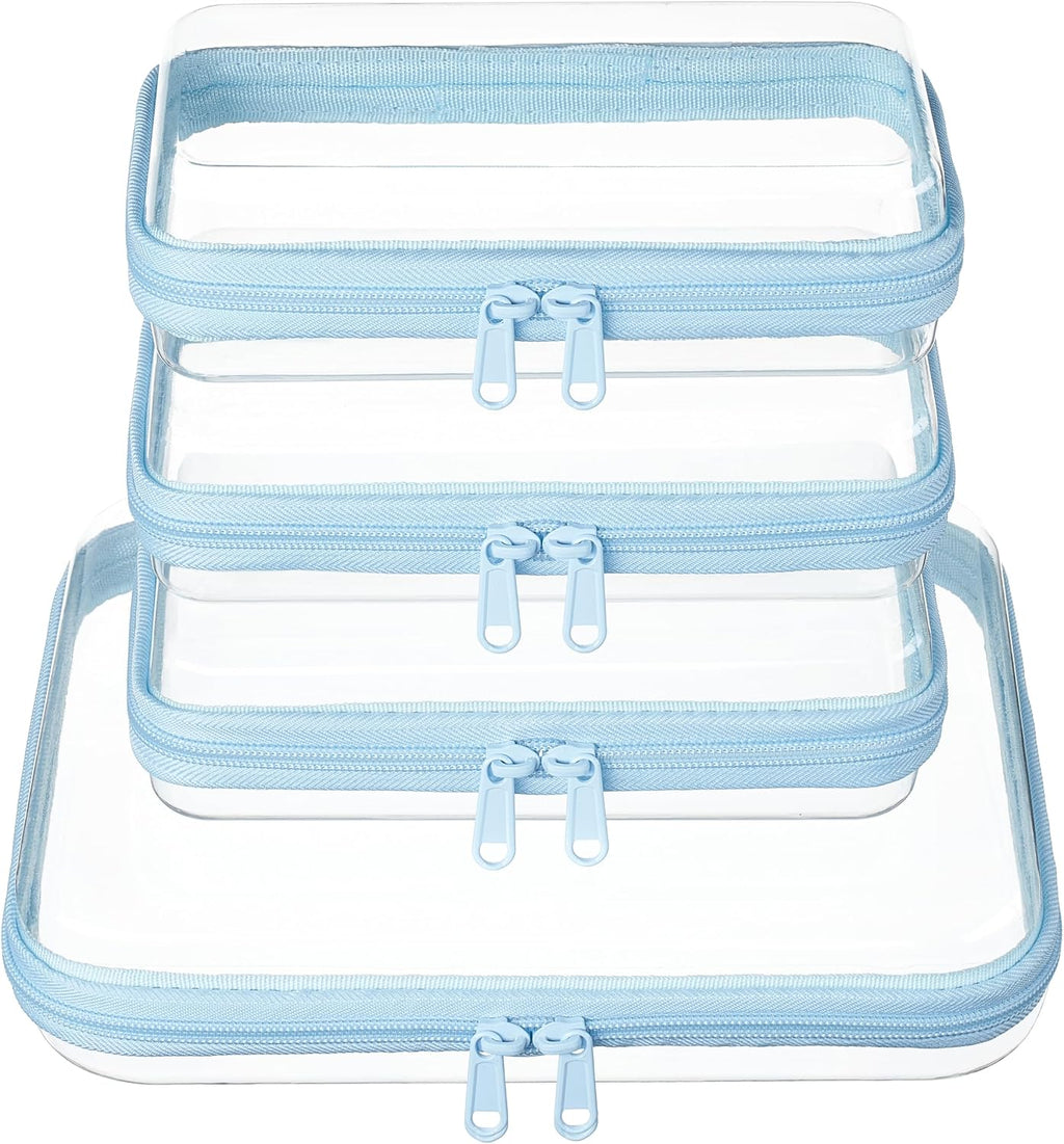 Clear Zipper Pouches, Hard Shell Zipper Case (M+3S)