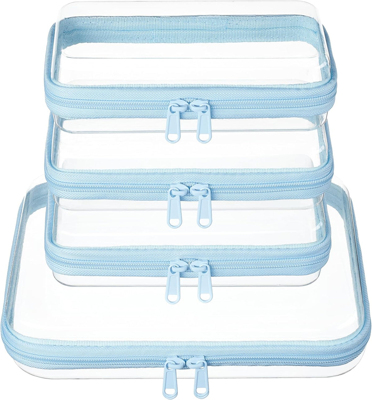 Clear Zipper Pouches, Hard Shell Zipper Case (M+3S)