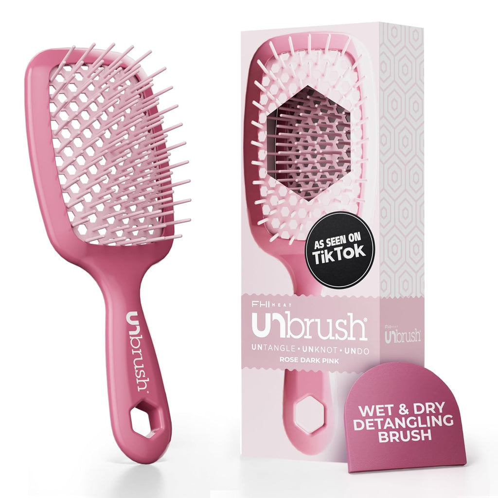 FHI Heat UNbrush Detangling Brush for Pain-Free Brushing on All Wet or Dry Hair Types — Durable DuoFlex Anti-Static Bris