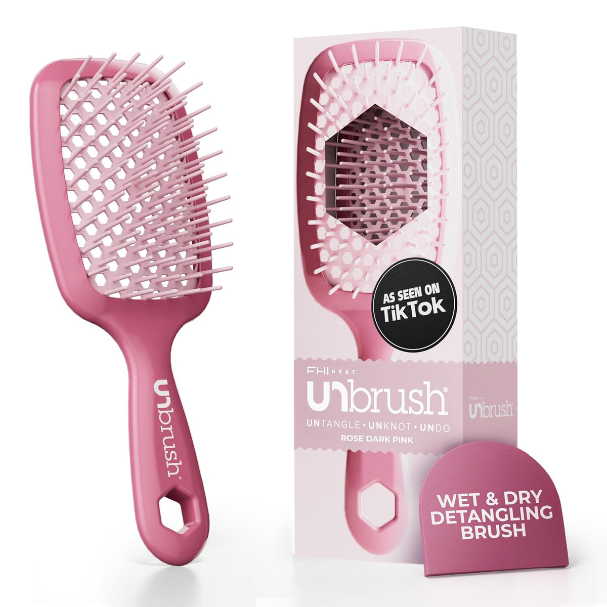 FHI Heat UNbrush Detangling Brush for Pain-Free Brushing on All Wet or Dry Hair Types — Durable DuoFlex Anti-Static Bris