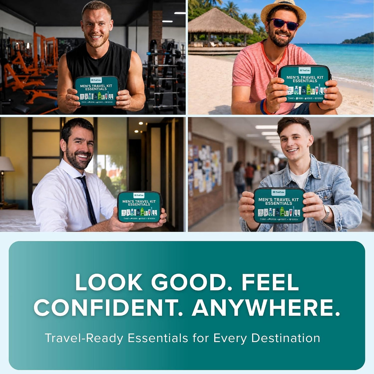 Travel Essentials For Men Travel Kit With Name Brand Travel Size Toiletries