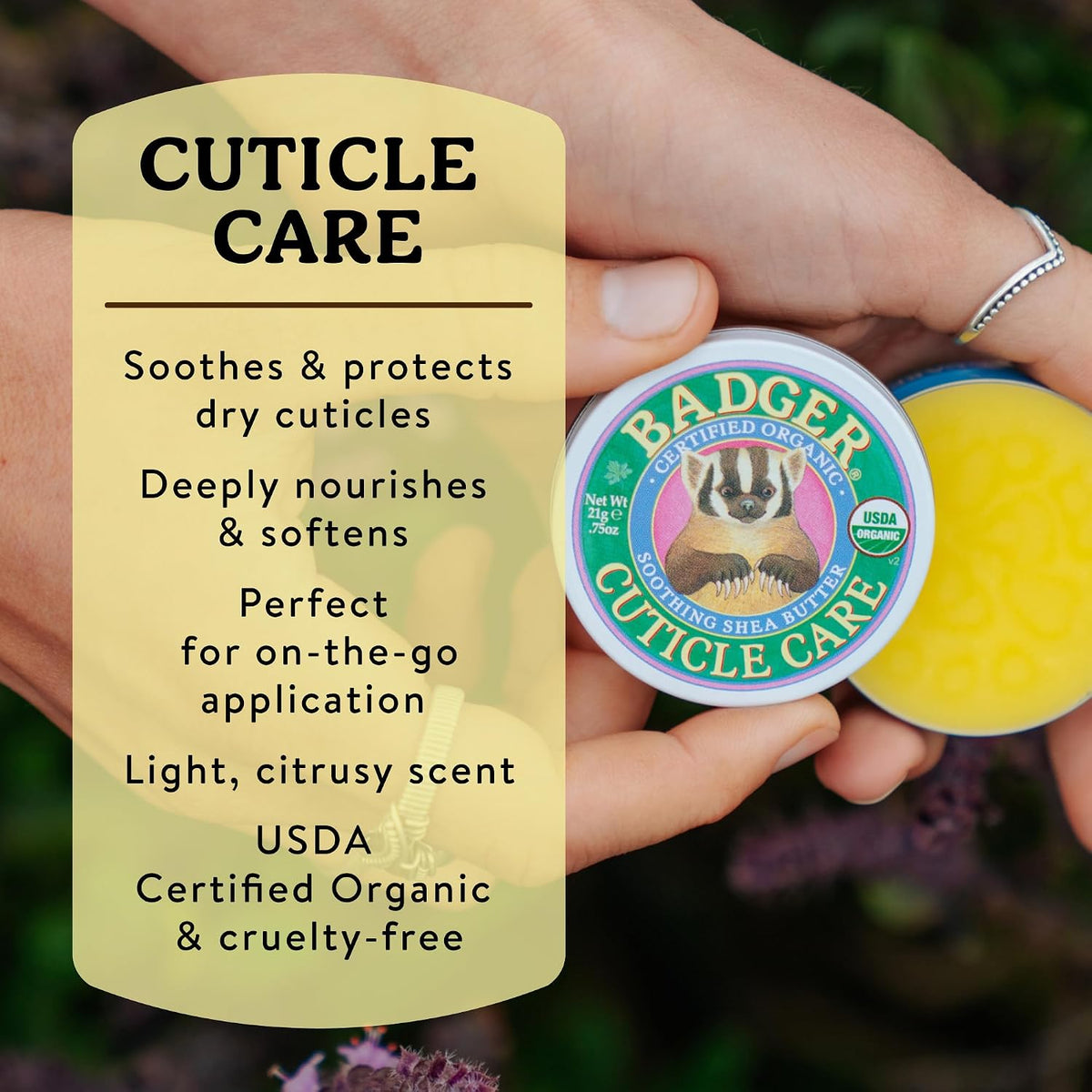 Badger Organic Cuticle Cream, Shea Butter, .75 oz Tin