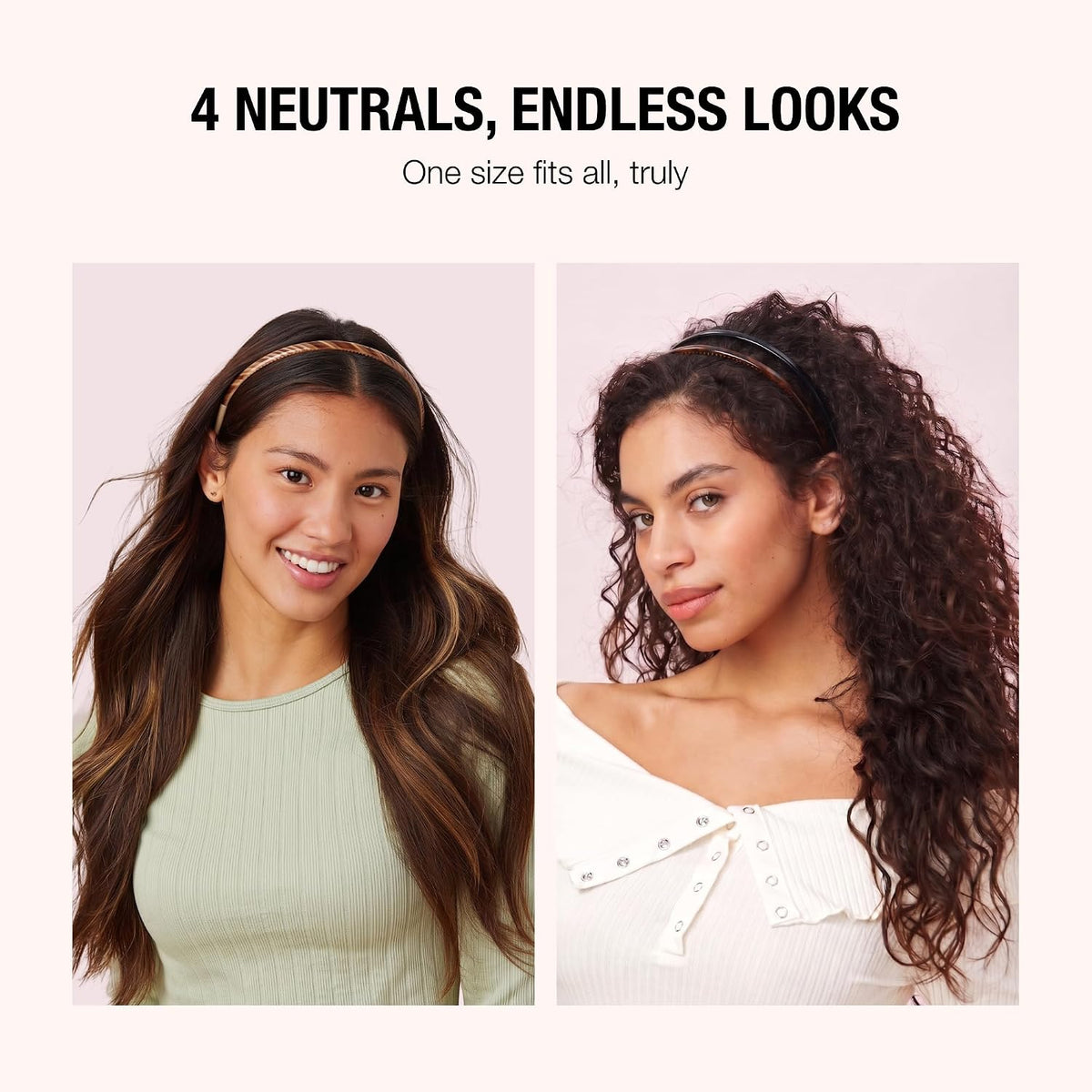 Scünci by Conair Skinny Headbands, No-Damage, Flexible, 4 Count, Neutral