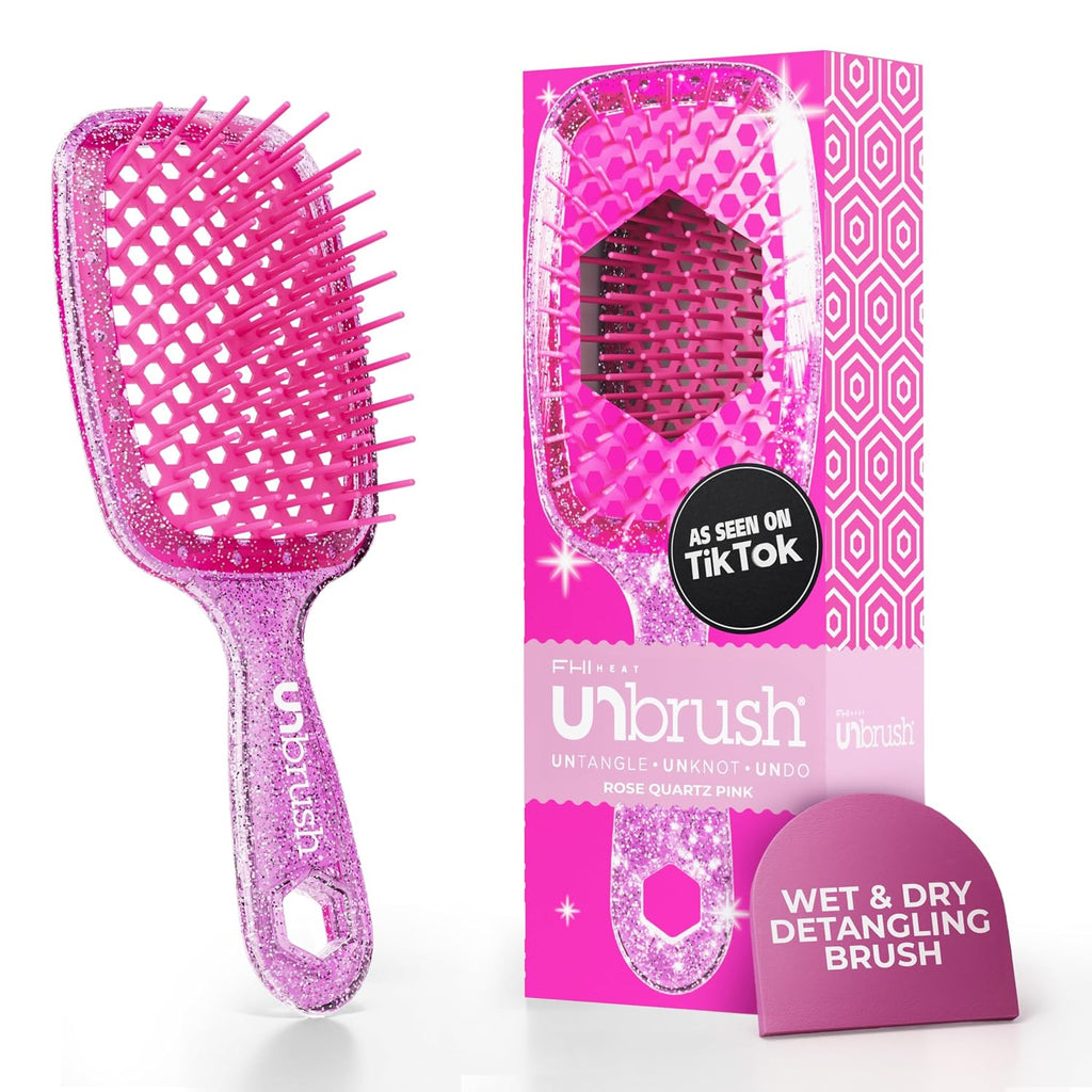 FHI Heat UNbrush Detangling Brush for Pain-Free Brushing on All Wet or Dry Hair Types — Durable DuoFlex Anti-Static Bris
