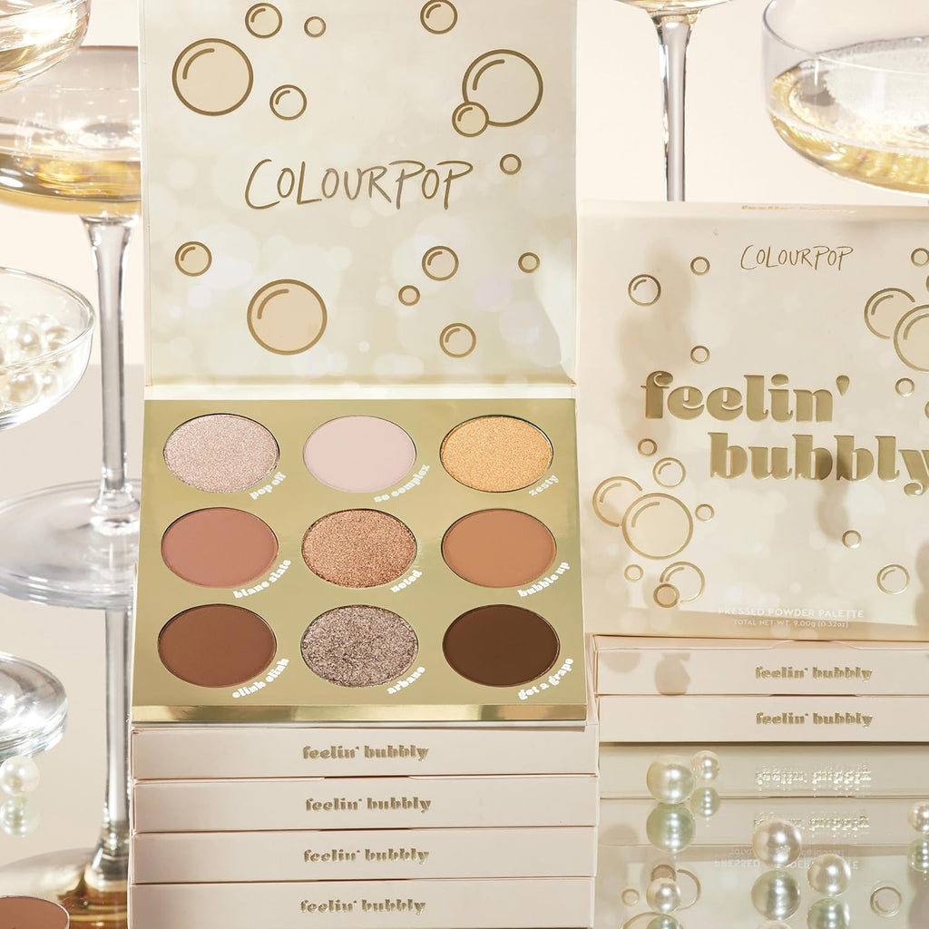 ColourPop Feelin' Bubbly Eyeshadow Palette - Brown & Gold Palette with Metallic and Matte Finishes - High-Pigment Eye Ma