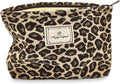Leopard Makeup Bag Organizer Cosmetic Bags for Women and Girls,Travel Toiletry Bag Large Capacity Canvas Makeup Zipper P