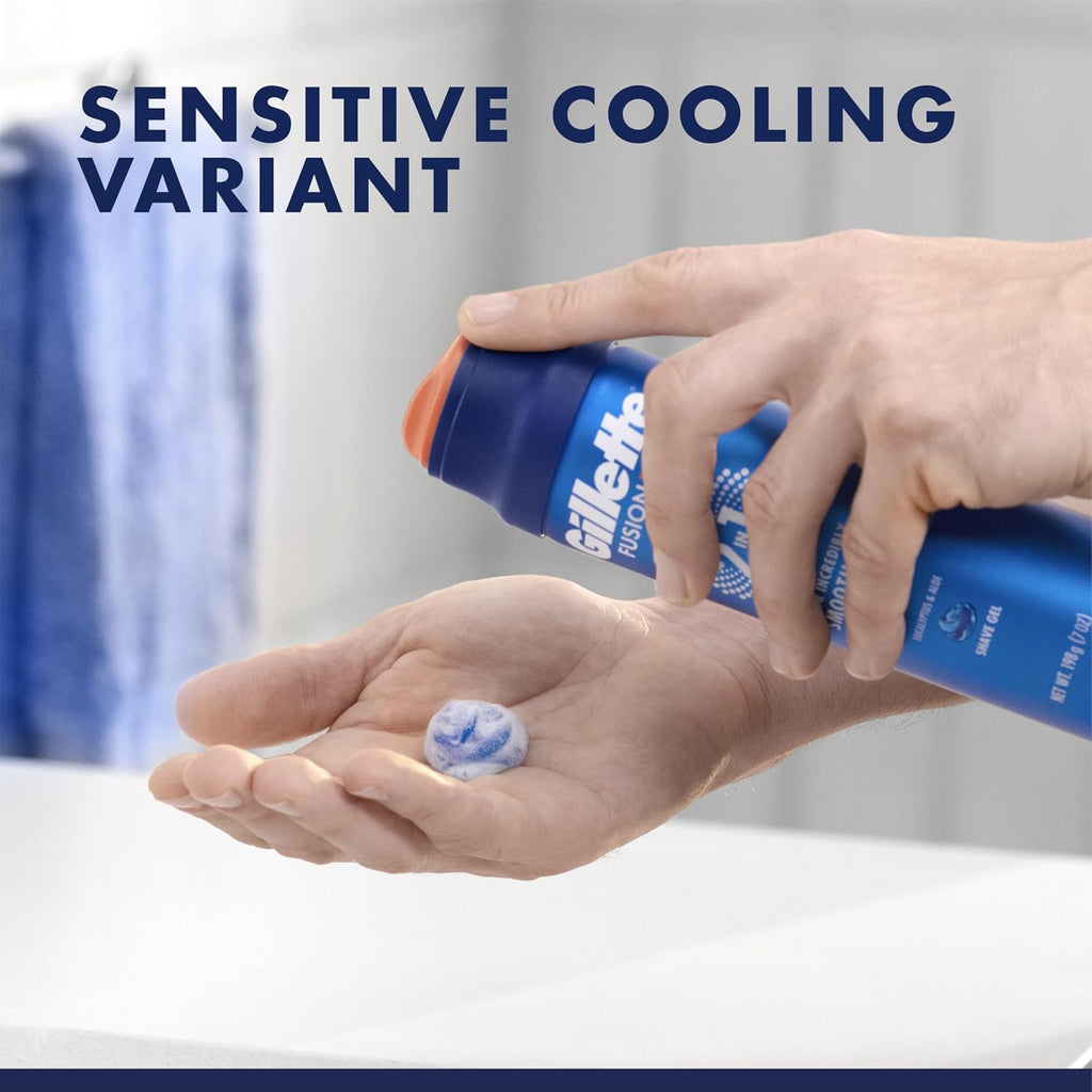 Gillette PRO Shaving Gel For Men Cools To Soothe Skin And Hydrates Facial Hair, TWIN PACK - Total 14oz, ProGlide Sensiti