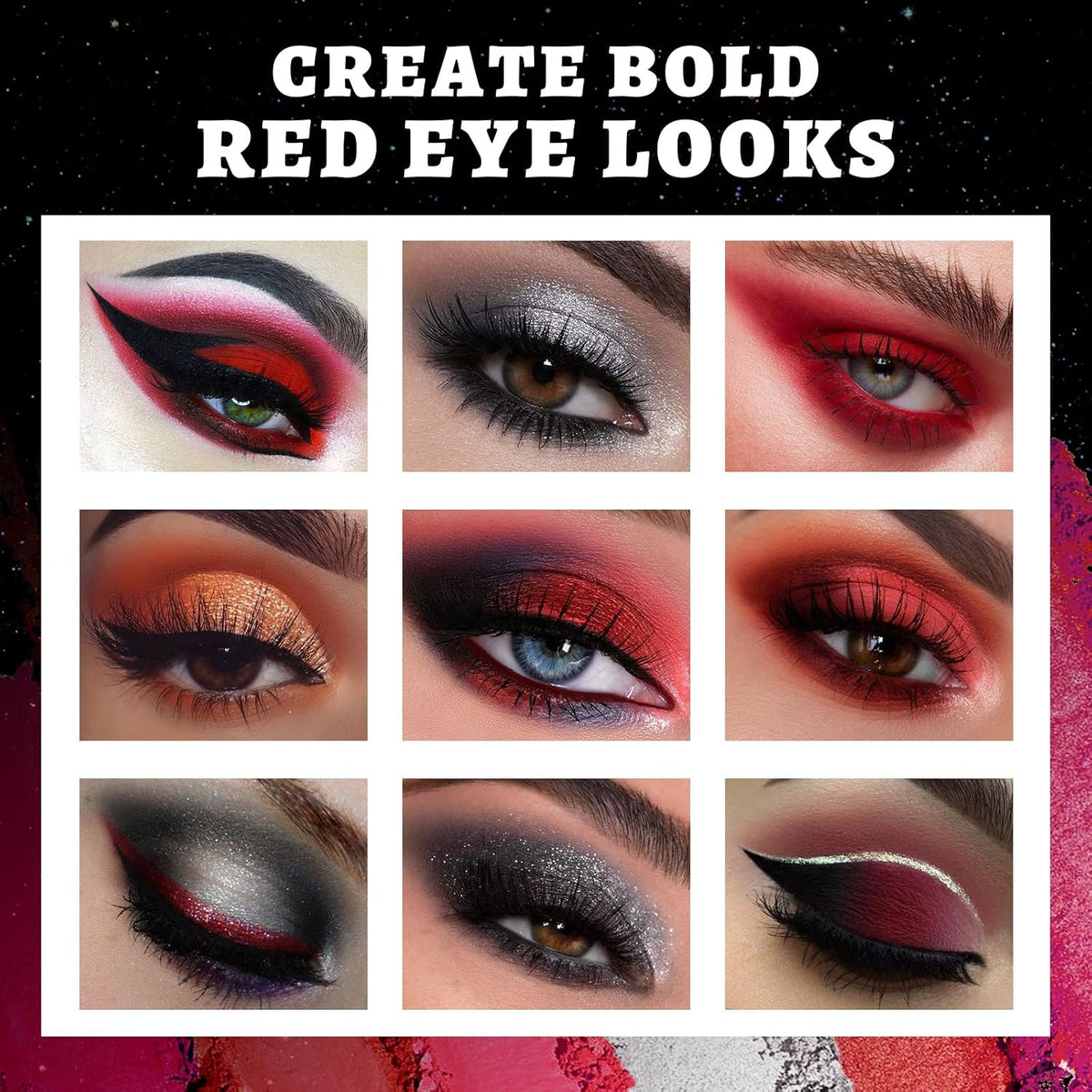 UCANBE Red Eyeshadow Makeup Palette, 15 Colors Burgunry Gray Silver Shimmer Matte Glitter Metallic Eye Shadow Pallet, Pi