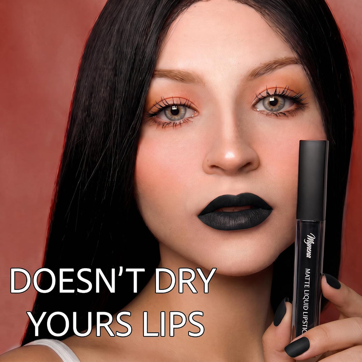 Mynena Jet Black Long Lasting Waterproof Matte Liquid Lipstick - Linda