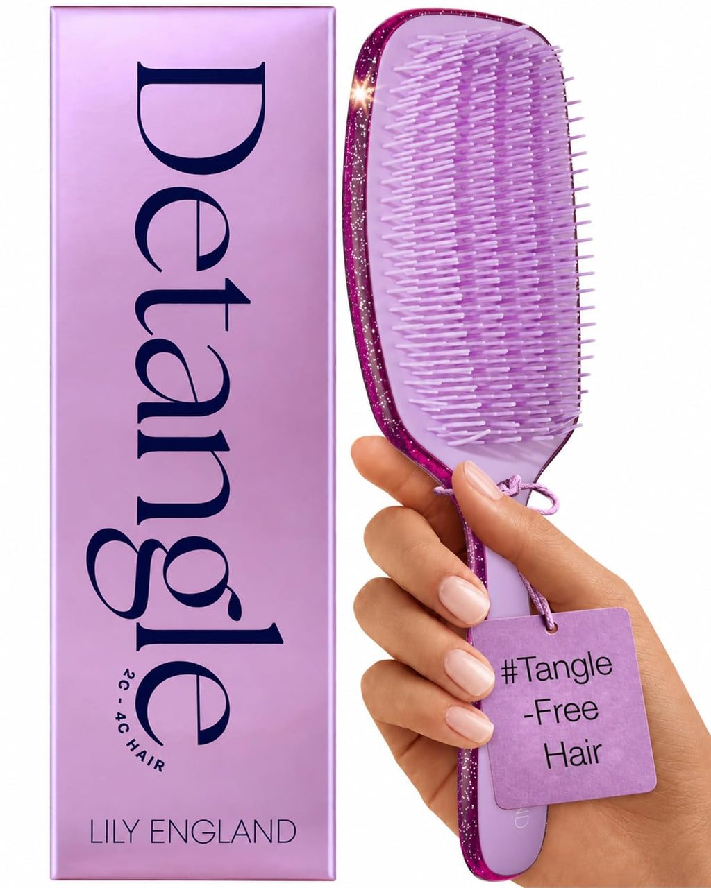 Lily England Detangler Hair Brush for Women for Curly Wet & Dry Hair, Rose