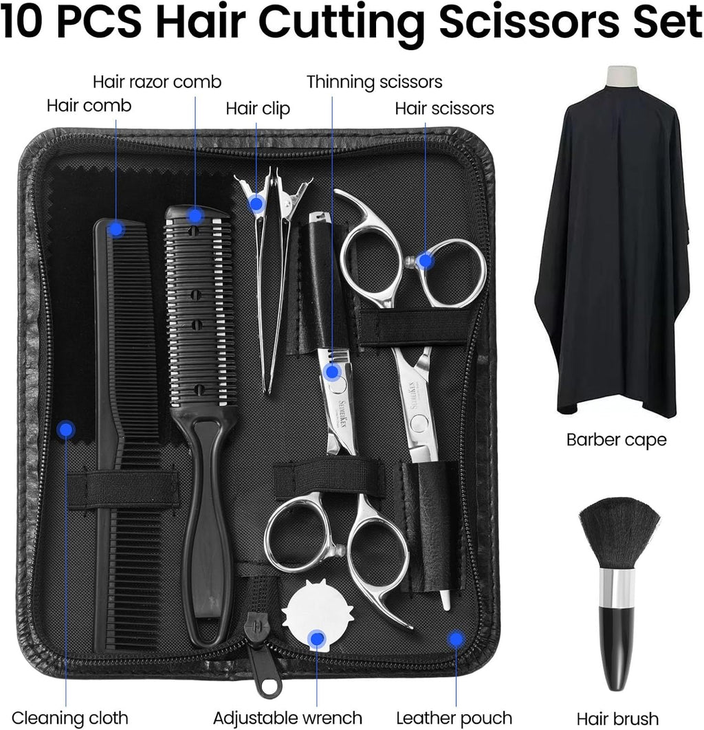 Hair Cutting Scissors Kit, 6" Haircut Scissors Set