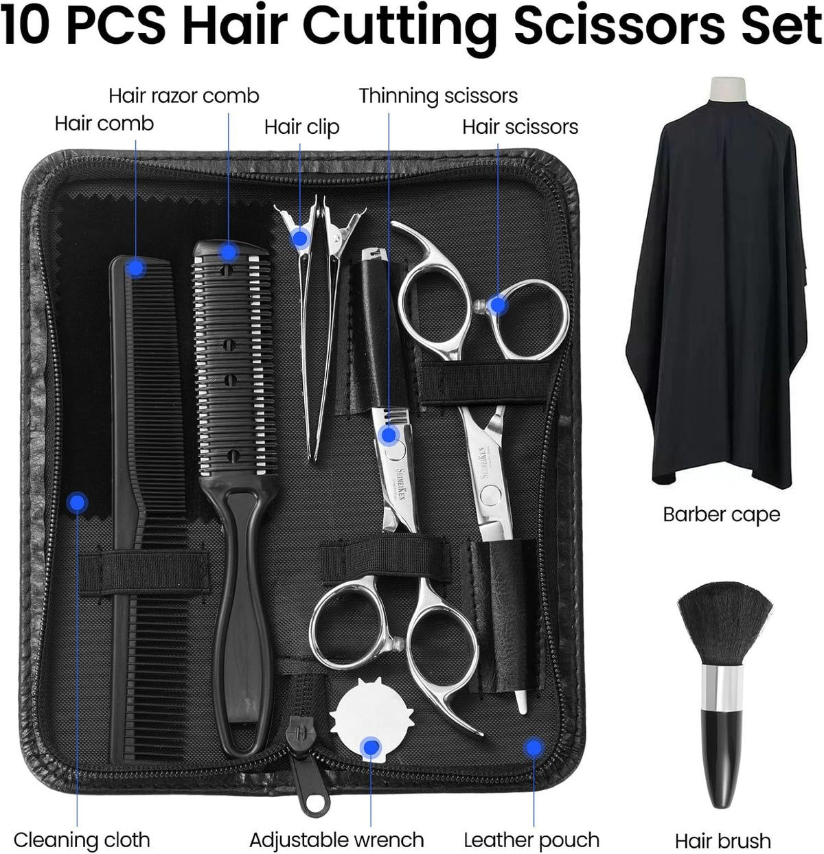 Hair Cutting Scissors Kit, 6" Haircut Scissors Set