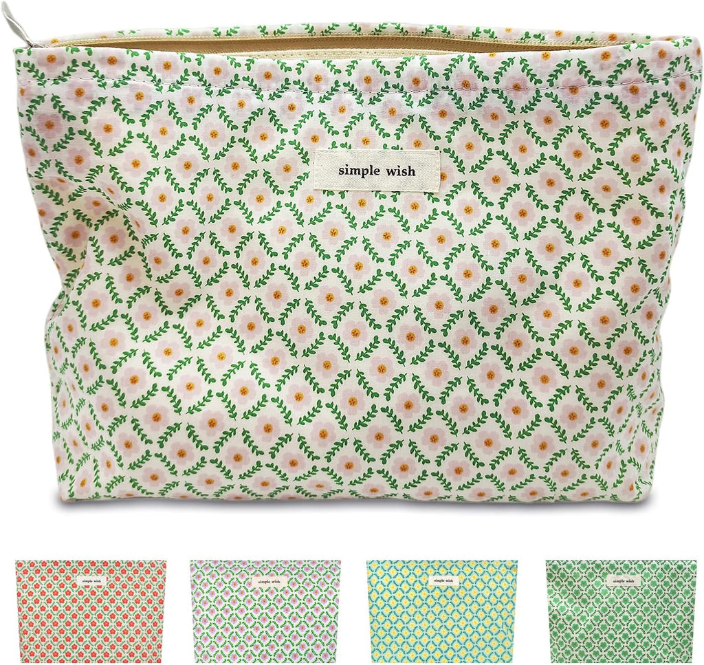 Leopard Makeup Bag Organizer Cosmetic Bags for Women and Girls,Travel Toiletry Bag Large Capacity Canvas Makeup Zipper P