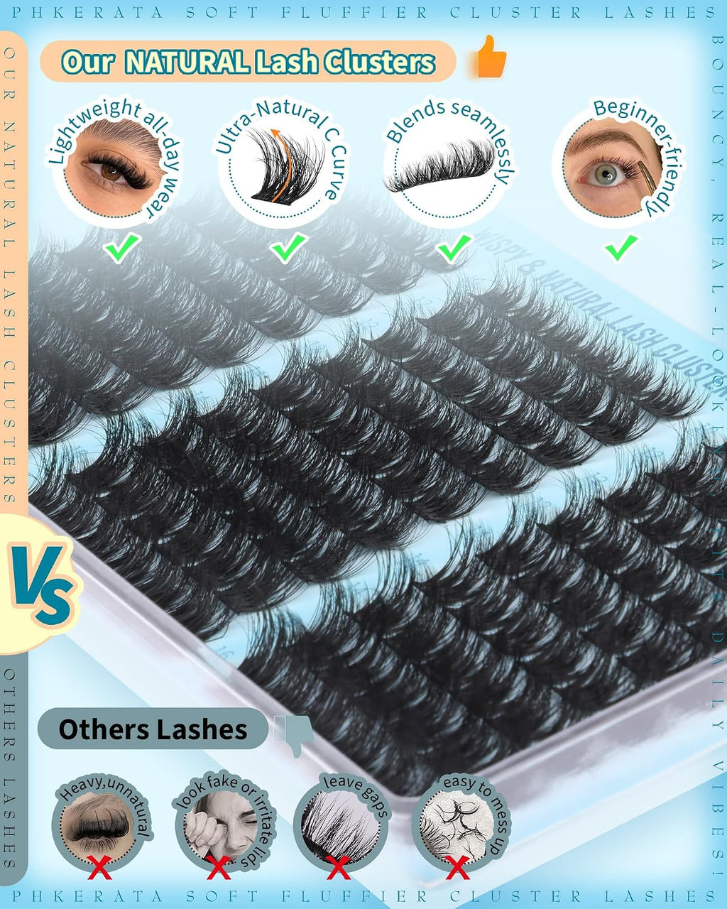 Fluffy Lash Clusters Wispy Eyelash Clusters Natural C Curl