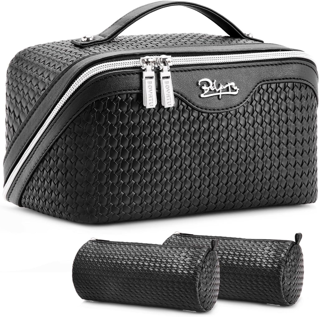 BOYATU Travel Makeup Bag Organizer: 3 Pcs Large Cosmetic Bags Set for Women