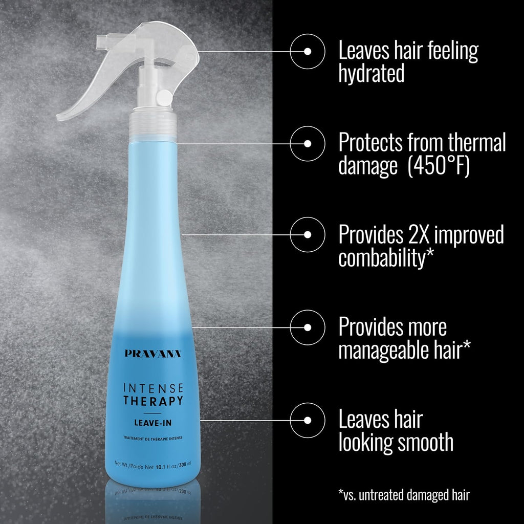 PRAVANA Intense Therapy Leave-In Conditioner Spray Treatment & Detangler | Instantly Detangles & Hydrates | Equalizes Ha