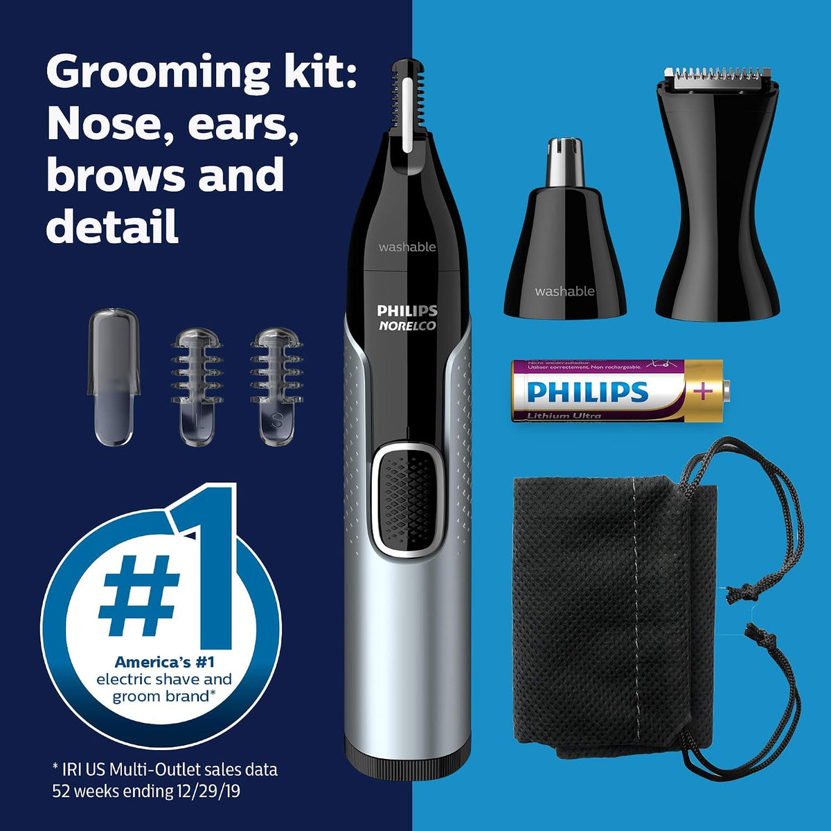 Norelco Philips Nose Trimmer 5000 for Nose, Ears, Eyebrows & Details