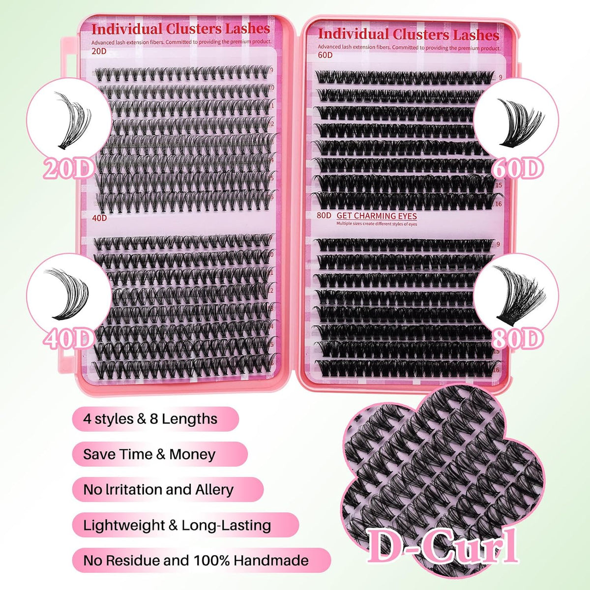 Lash Clusters Kit for Beginners Eyelash Clusters Kit Lashes Clusters Kit Cluster Lashes Pestañas Postizas Naturales with