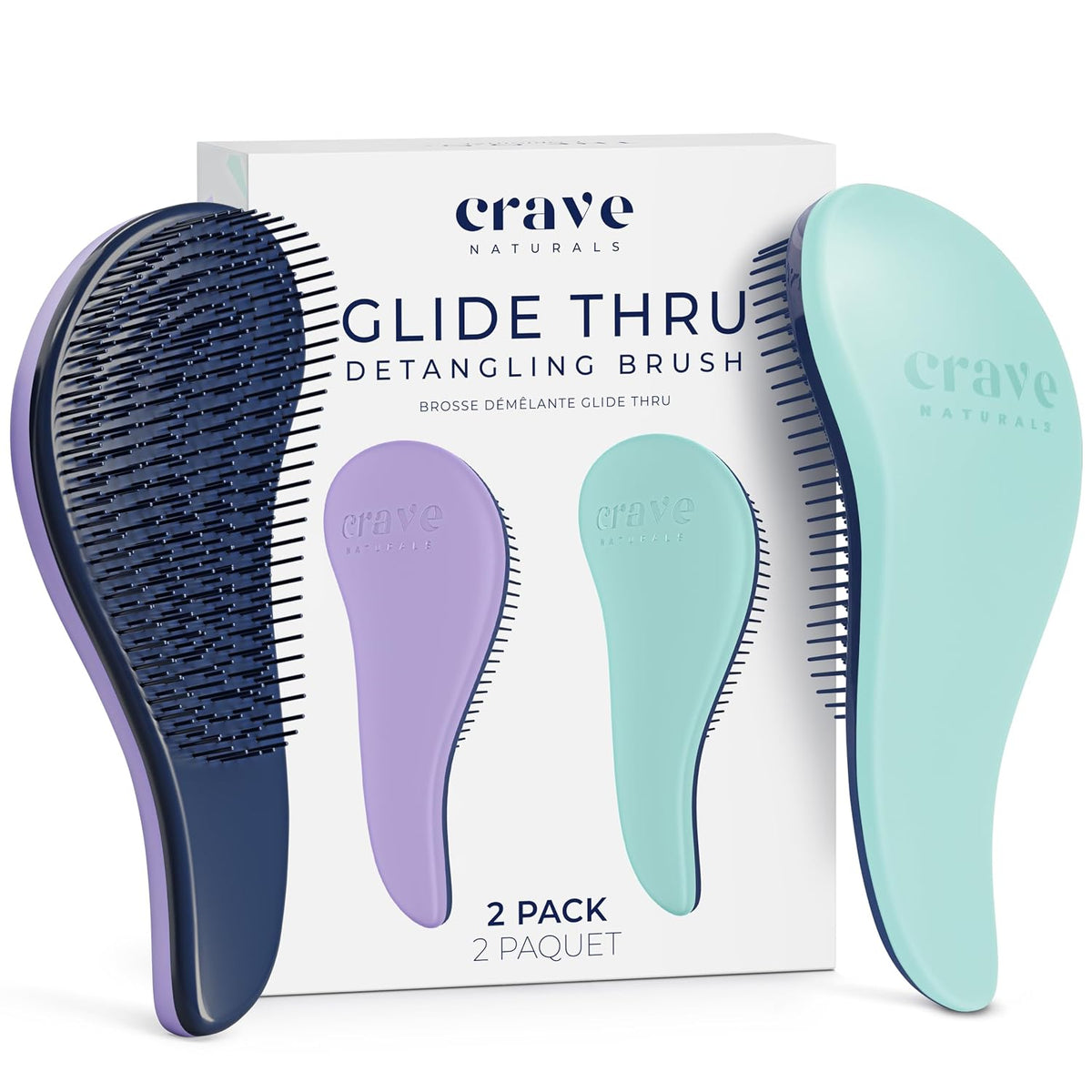 Crave Naturals Glide Thru Detangling Brush, Detangler Brush for Curly, Straight, Wet and Dry Hair Comb for Adults and Ki