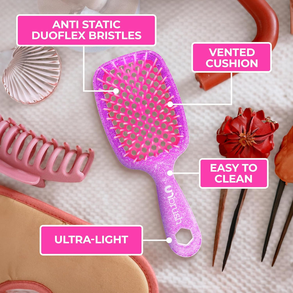 FHI Heat UNbrush Detangling Brush for Pain-Free Brushing on All Wet or Dry Hair Types — Durable DuoFlex Anti-Static Bris