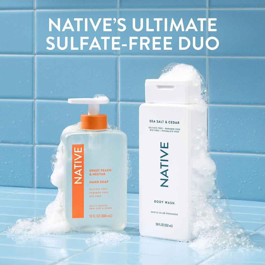 Native Clean Body Wash for Women & Men, Sea Salt & Cedar Scent, 18 fl oz