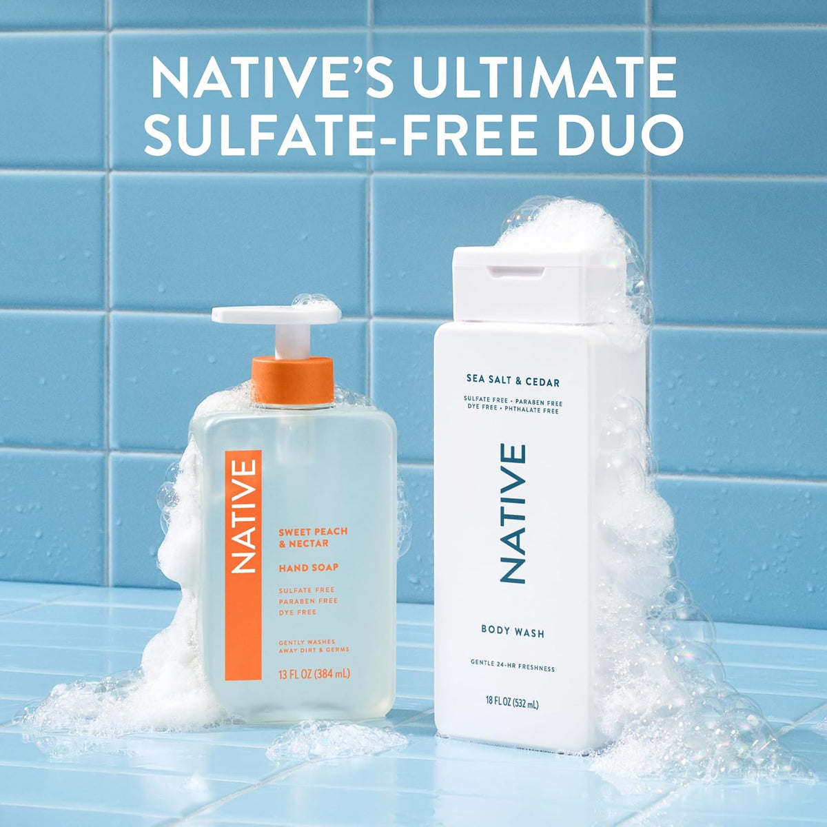 Native Clean Body Wash for Women & Men, Sea Salt & Cedar Scent, 18 fl oz