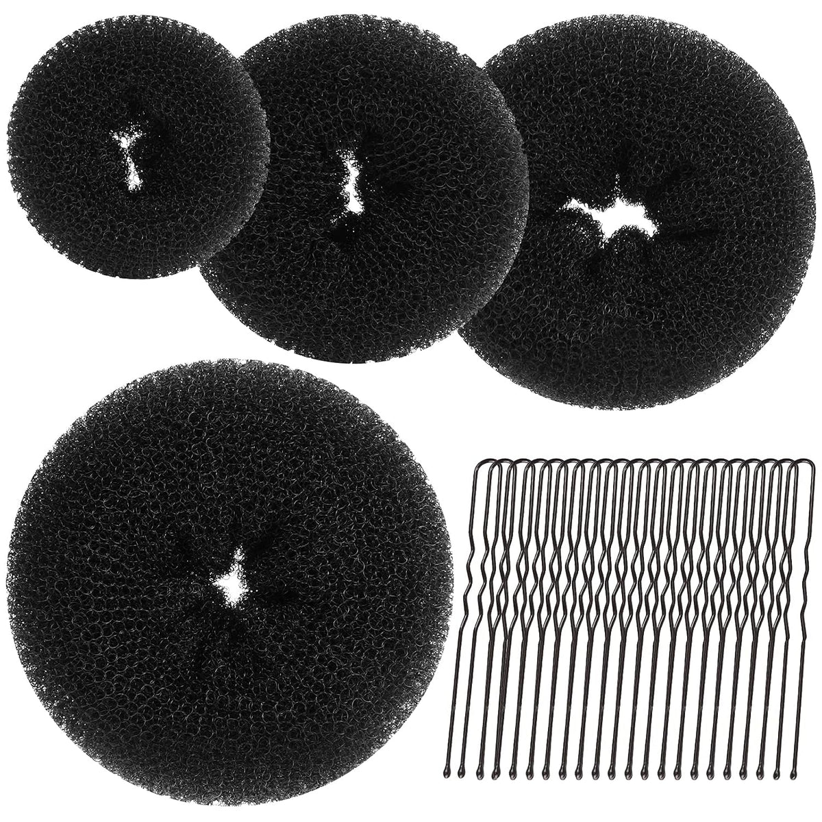 Teenitor Hair Bun Maker, Hair Buns for kids Girls, Hair Donuts, Ballet Bun Maker,4 Size, Light Brown