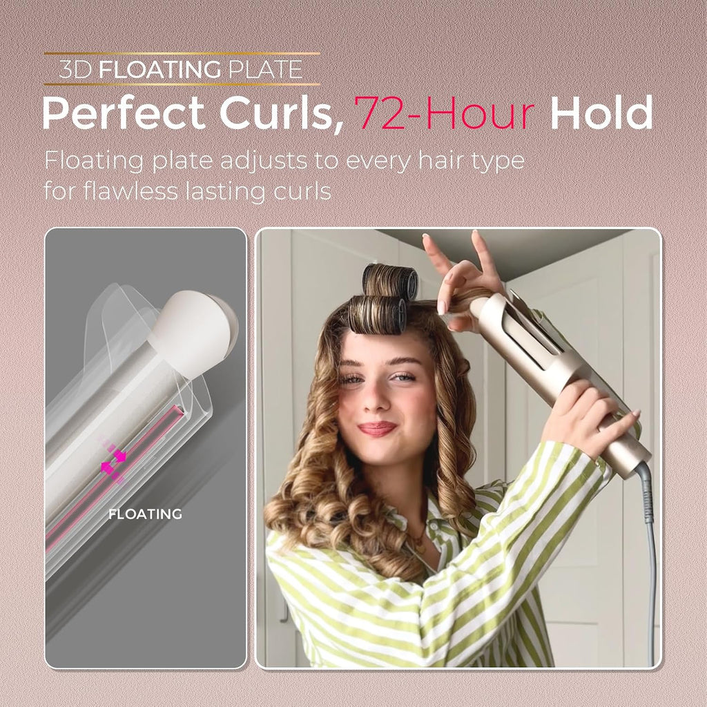 TYMO CurlPro Plus Automatic Rotating Curling Iron - Upgraded Long Barrel Curling Wand for Beach Waves & Long Hair, Ceram