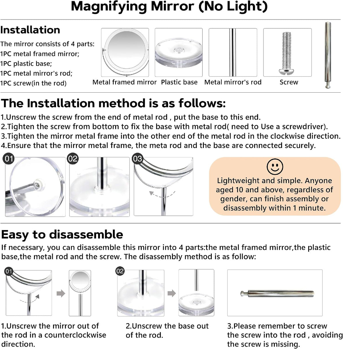 MIYADIVA 20X Magnifying Makeup Mirror,Double Sided 1X & 20X Magnifying Mirror with Stand,Tabletop Magnified Vanity Mirro