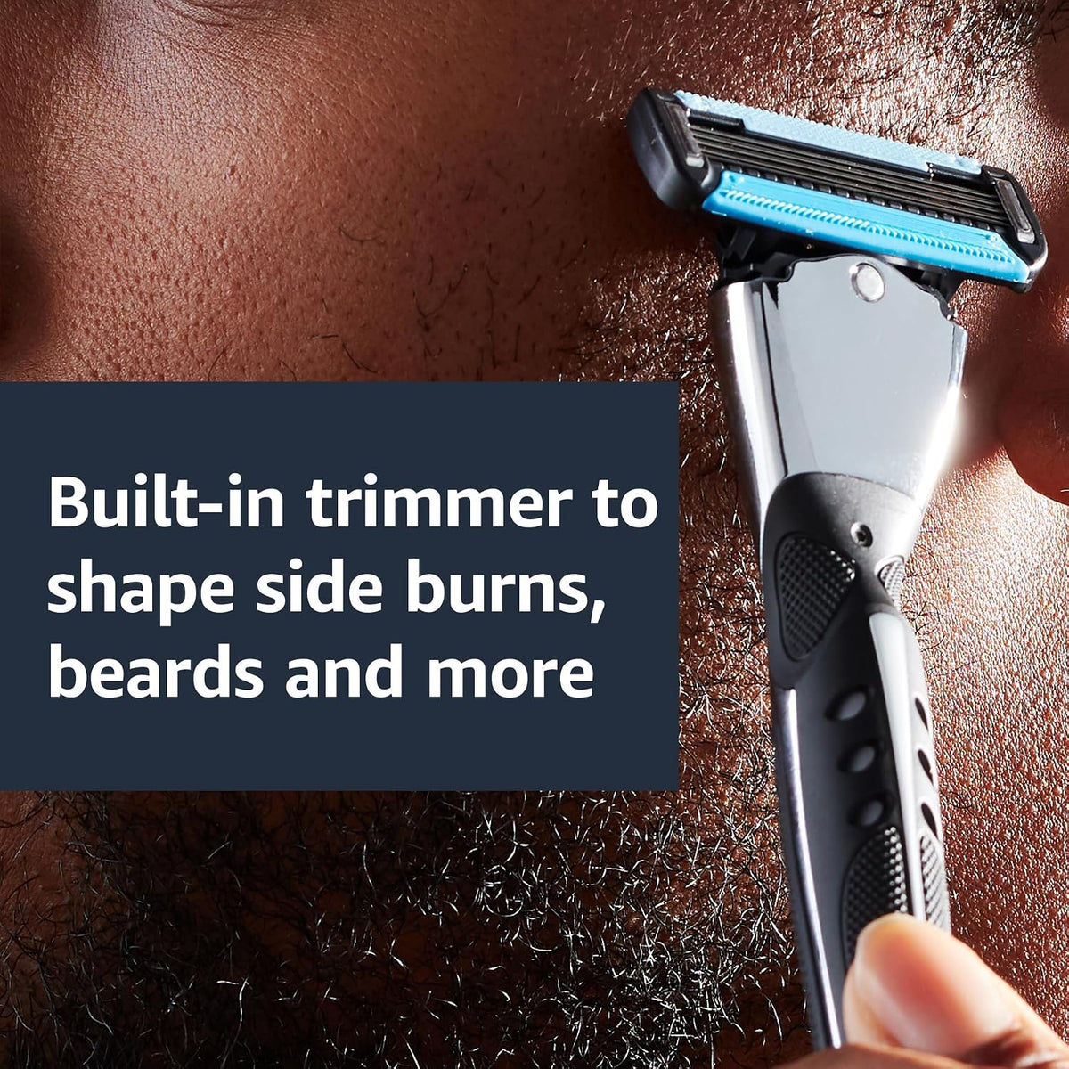 Amazon Essentials 5-Blade Razor Refills for Men with Dual Lubrication and Precision Beard Trimmer, 12 Cartridges (Fits A