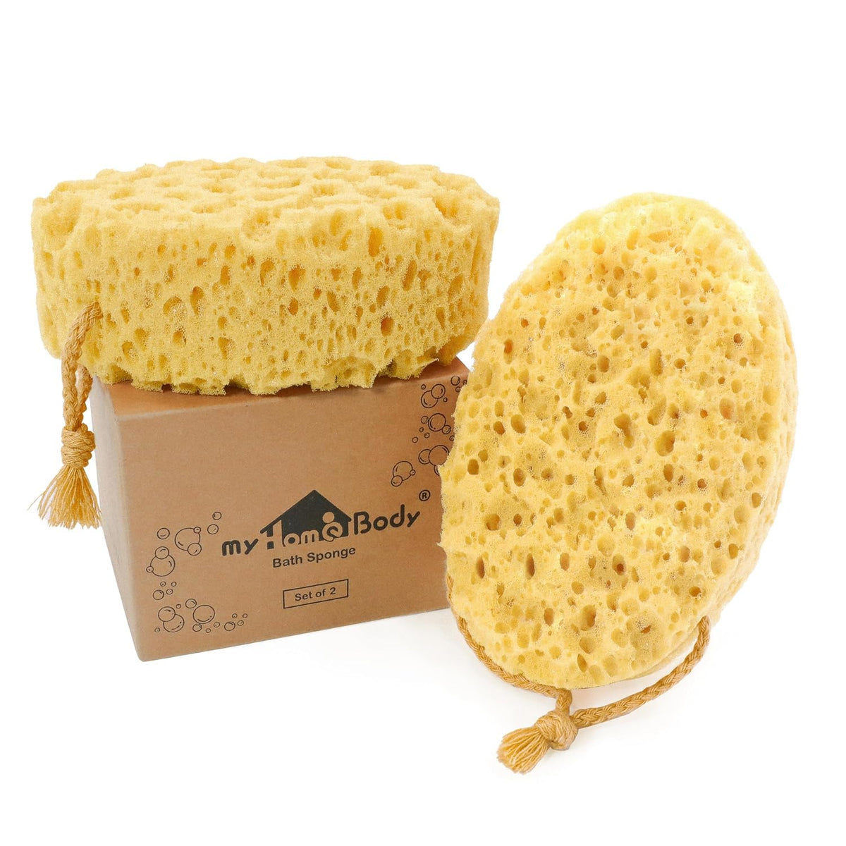 myHomeBody Bath Sponge, Foam Loofah, Shower Sponge for Body, Curvy, 3 Pack
